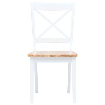 Elegant White & Light Wood Dining Chairs - 2 pcs Set