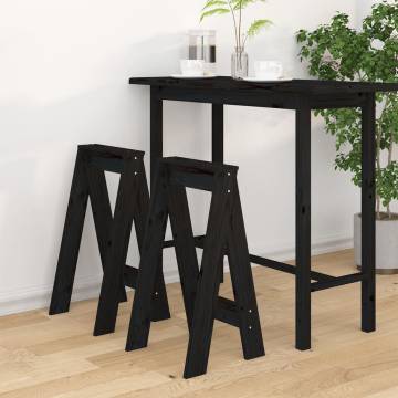 Stools 2 pcs Black - Solid Pine Wood | Hipomarket UK