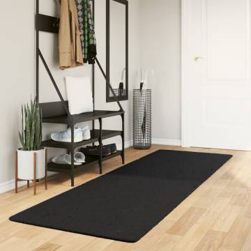 HUARTE Soft Black Rug 80x250 cm - Washable & Non-Slip