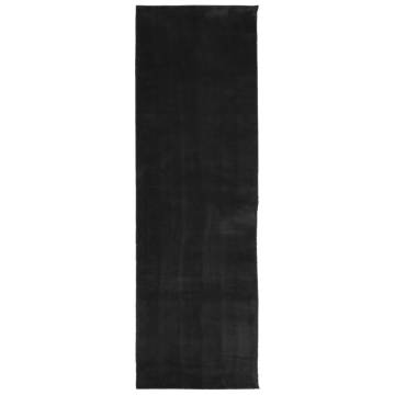 HUARTE Soft Black Rug 80x250 cm - Washable & Non-Slip