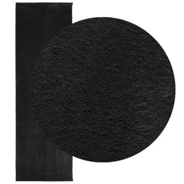 HUARTE Soft Black Rug 80x250 cm - Washable & Non-Slip