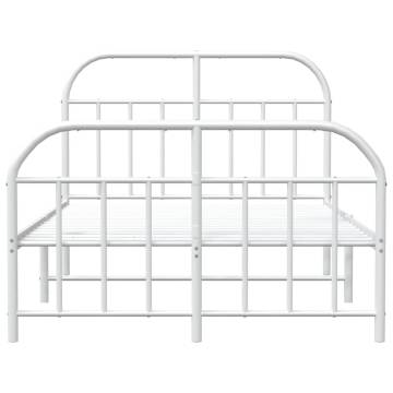 White Metal Bed Frame with Headboard & Footboard | 120x200 cm