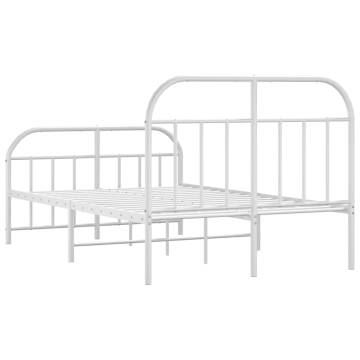 White Metal Bed Frame with Headboard & Footboard | 120x200 cm