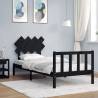 Bed Frame with Headboard Black Single Solid Wood Colour black Size 90 x 190 cm 