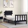 Black Single Solid Wood Bed Frame with Headboard - HipoMarket