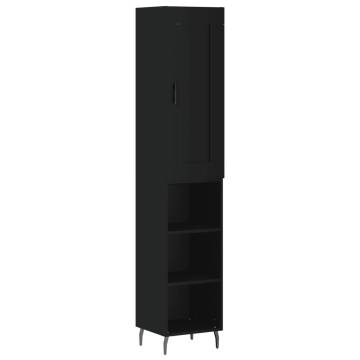 Stylish Black Highboard - 34.5x34x180 cm | HipoMarket