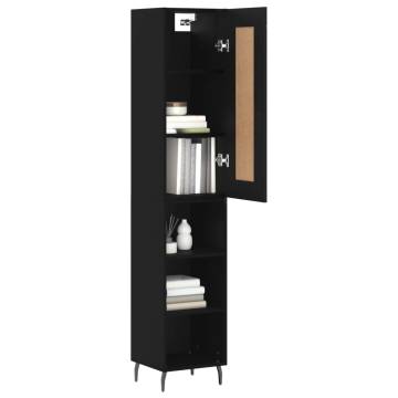 Stylish Black Highboard - 34.5x34x180 cm | HipoMarket