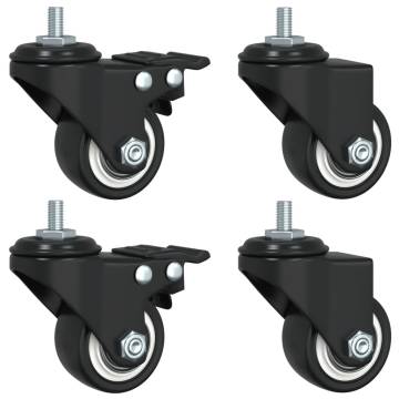 Caster Wheels 4 pcs Black 35 mm Iron for Planters | HipoMarket