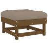 Garden Footstool with Cushion - Honey Brown Solid Pine Wood