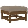 Garden Footstool with Cushion - Honey Brown Solid Pine Wood