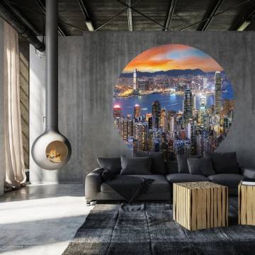 WallArt Wallpaper Circle Skyline by Night - 190 cm