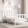 Bed Frame with Headboard White Single Solid Wood Colour white Size 90 x 190 cm 