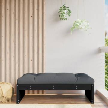 Garden Footstool Black - Solid Pine Wood - 120x80 cm