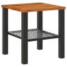 Garden Table Black 40x40 cm | Durable Poly Rattan & Acacia Wood