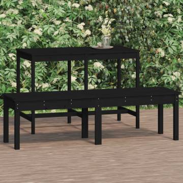 2-Seater Garden Bench Black - Solid Pine Wood | Hipomarket