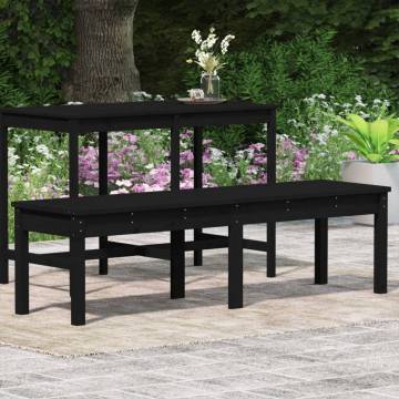 2-Seater Garden Bench Black - Solid Pine Wood | Hipomarket