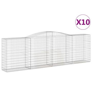 Arched Gabion Baskets - 10 pcs Galvanised Iron | HipoMarket