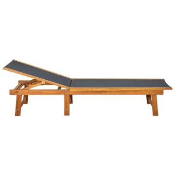 Stylish Acacia Wood Sun Lounger with Textilene | Hipo Market