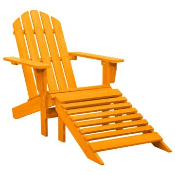 Garden Adirondack Chair with Ottoman - Solid Fir Wood in Orange