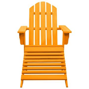 Garden Adirondack Chair with Ottoman - Solid Fir Wood in Orange