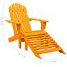 Garden Adirondack Chair with Ottoman - Solid Fir Wood in Orange