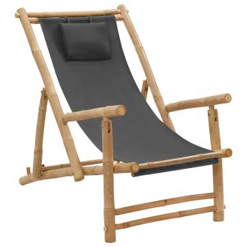 Deck Chair Bamboo & Canvas Dark Grey - Stylish & Durable