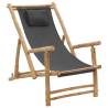 Deck Chair Bamboo and Canvas Dark Grey Colour dark grey Quantity in Package 1 