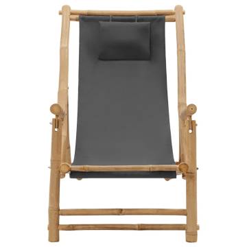 Deck Chair Bamboo & Canvas Dark Grey - Stylish & Durable