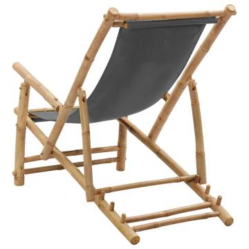 Deck Chair Bamboo & Canvas Dark Grey - Stylish & Durable