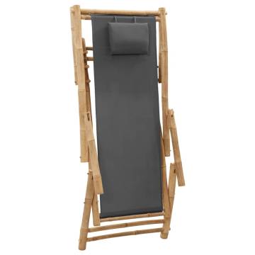 Deck Chair Bamboo & Canvas Dark Grey - Stylish & Durable