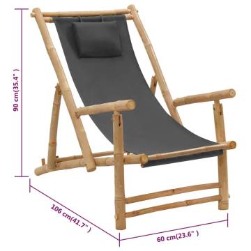 Deck Chair Bamboo & Canvas Dark Grey - Stylish & Durable