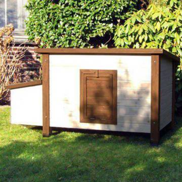 @Pet Outdoor Chicken House | 136x74.5x75 cm | Durable Wooden Coop