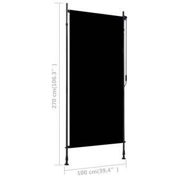 Outdoor Roller Blind 100x270 cm - Anthracite Shade & Privacy