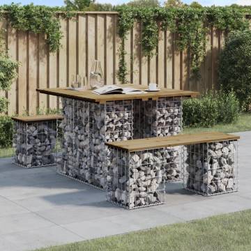 Gabion Design Garden Bench - Durable Pinewood & Steel Base