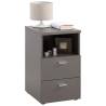 FMD Bedside Cabinet with 2 Drawers and Open Shelf Lava Grey Colour grey Quantity in Package 1 