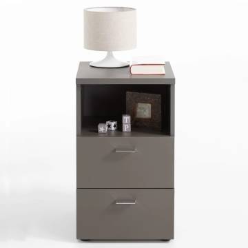 FMD Bedside Cabinet with 2 Drawers - Lava Grey | Hipomarket