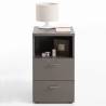 FMD Bedside Cabinet with 2 Drawers - Lava Grey | Hipomarket