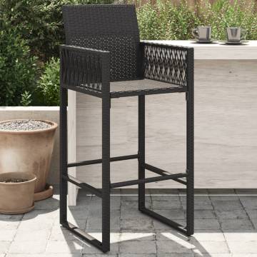 Garden Bar Stools - 2 pcs Black Poly Rattan | HipoMarket UK