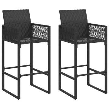 Garden Bar Stools - 2 pcs Black Poly Rattan | HipoMarket UK