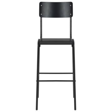 Bar Chairs Set of 2 - Black Solid Plywood & Steel