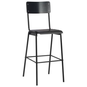 Bar Chairs Set of 2 - Black Solid Plywood & Steel