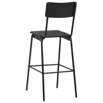 Bar Chairs Set of 2 - Black Solid Plywood & Steel