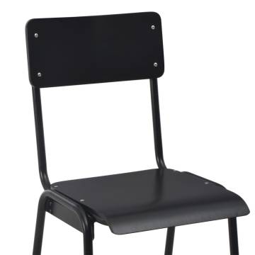 Bar Chairs Set of 2 - Black Solid Plywood & Steel