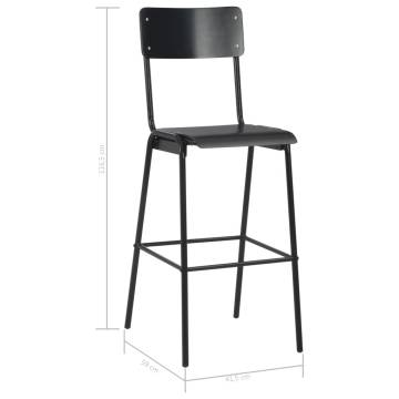 Bar Chairs Set of 2 - Black Solid Plywood & Steel