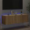 TV Wall Cabinet with LED Lights - Sonoma Oak 100x35x31 cm