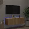 TV Wall Cabinet with LED Lights - Sonoma Oak 100x35x31 cm