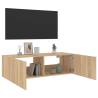 TV Wall Cabinet with LED Lights - Sonoma Oak 100x35x31 cm