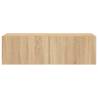 TV Wall Cabinet with LED Lights - Sonoma Oak 100x35x31 cm