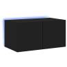 TV Wall Cabinet with LED Lights - Black 60x35x31 cm