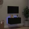 TV Wall Cabinet with LED Lights - Black 60x35x31 cm